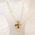Pearl Two-Strand Necklace with Prehnite Kundan Pendant