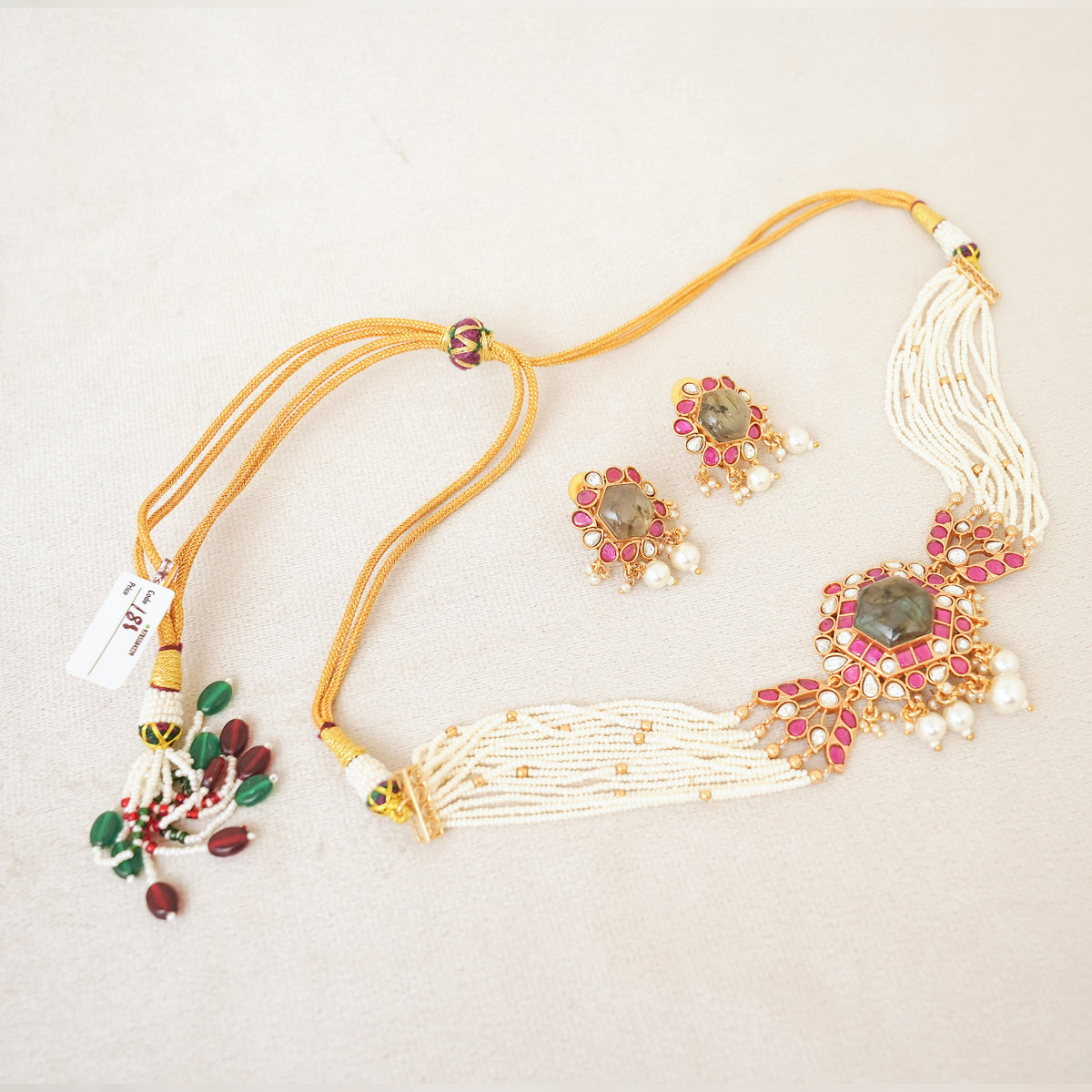 Ruby Kundan Pearl Choker Set