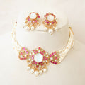 Ruby Kundan Seed Pearl Necklace Set