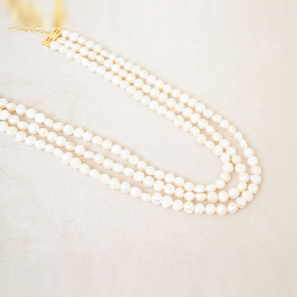 Freshwater Pearl Three-Strand Long Necklace
