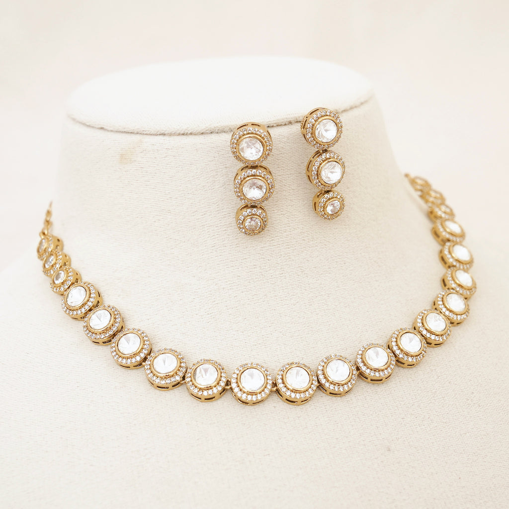 Kundan Polki Halo Necklace Set