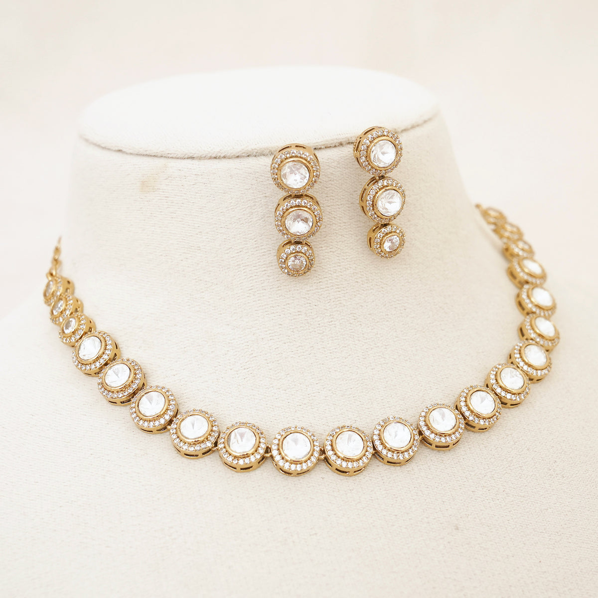Kundan Polki Halo Necklace Set