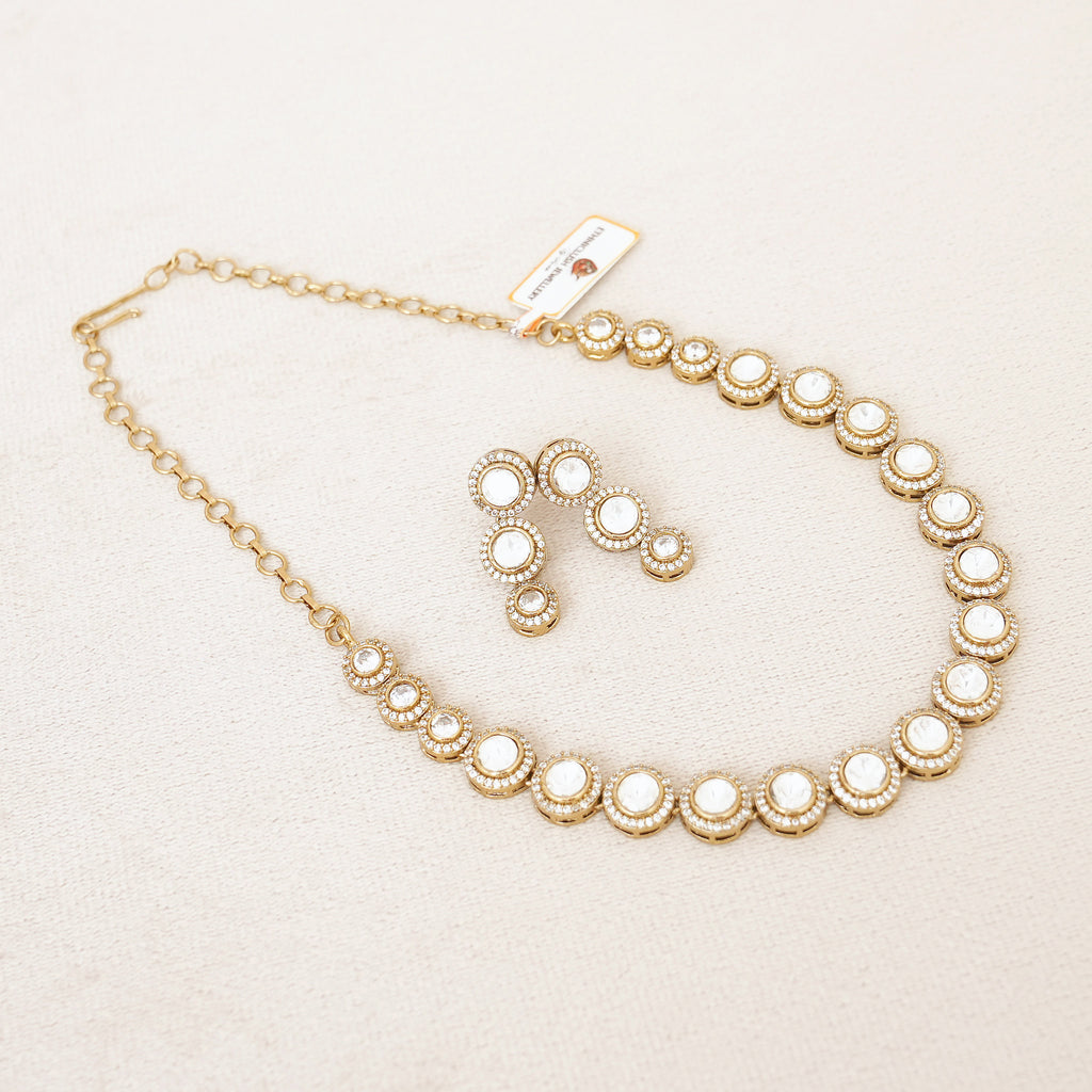 Kundan Polki Halo Necklace Set