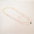 Rose Quartz & Pearl Layered Necklace Set