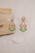 Kundan Chandbali Earrings with Green Drops