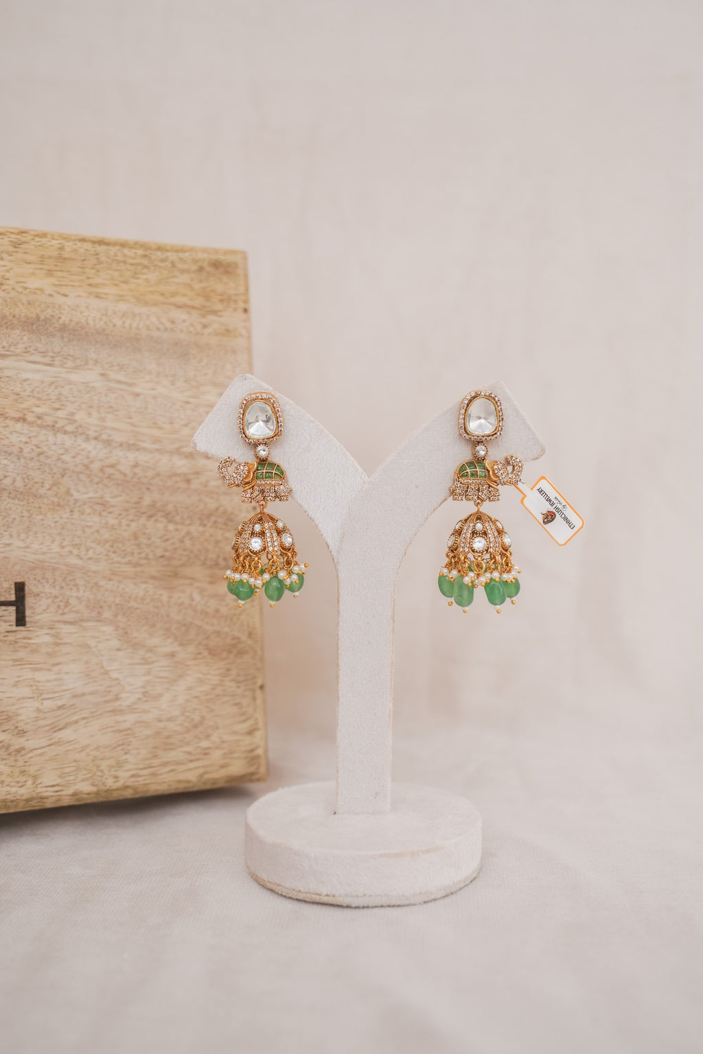 Green Jade Halo Drop Earrings