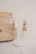 Green Jade Halo Drop Earrings