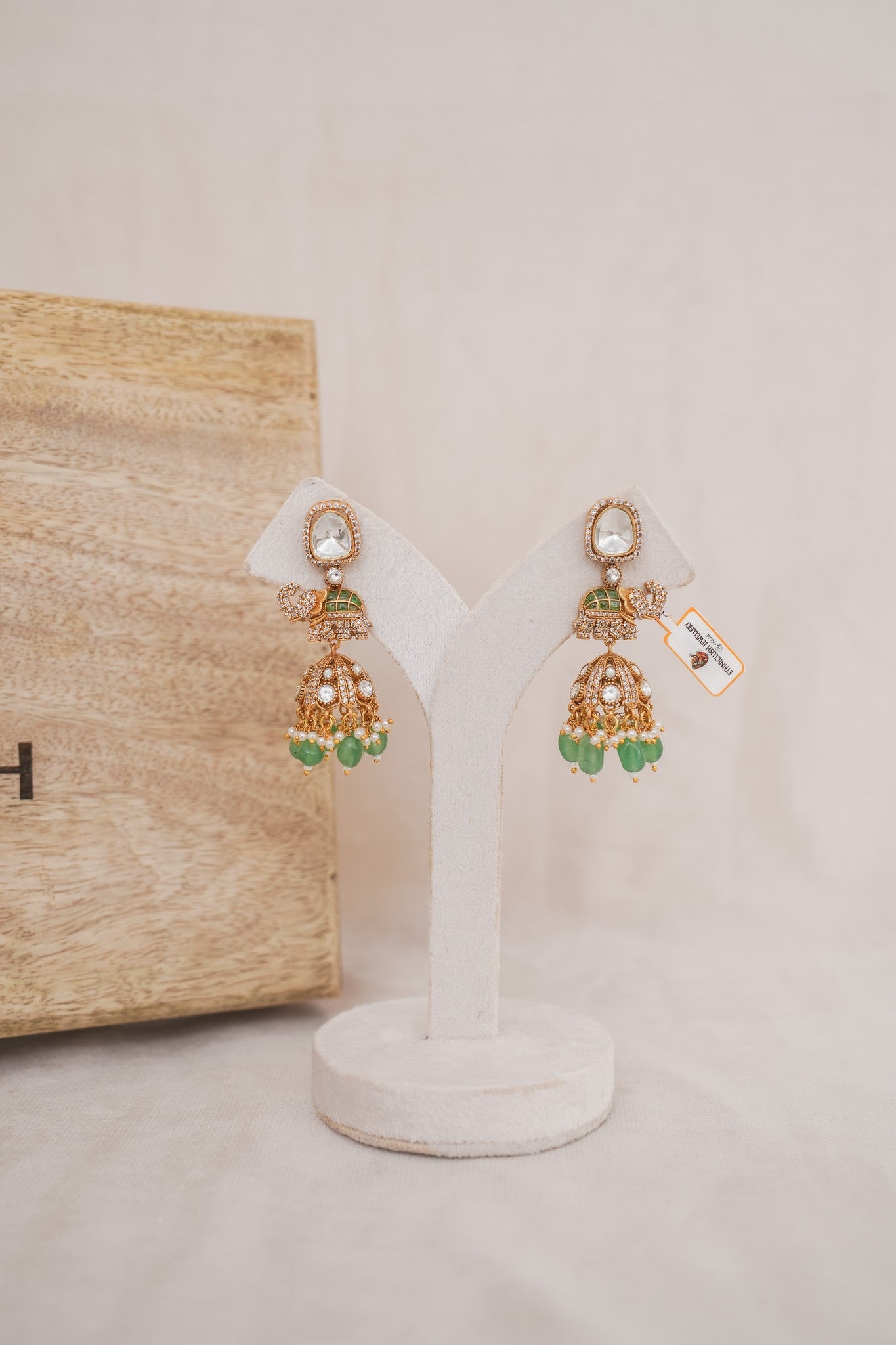Green Jade Halo Drop Earrings