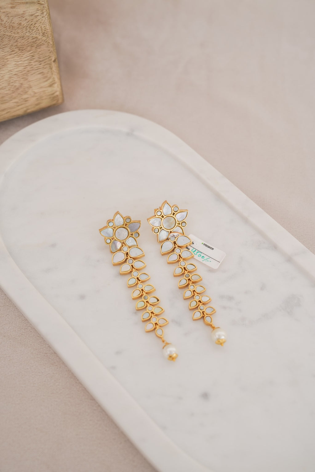 Mother of Pearl Floral Drop Earrings detail