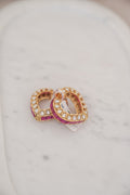 Kundan Heart Hoop Earrings with Ruby Accents detail