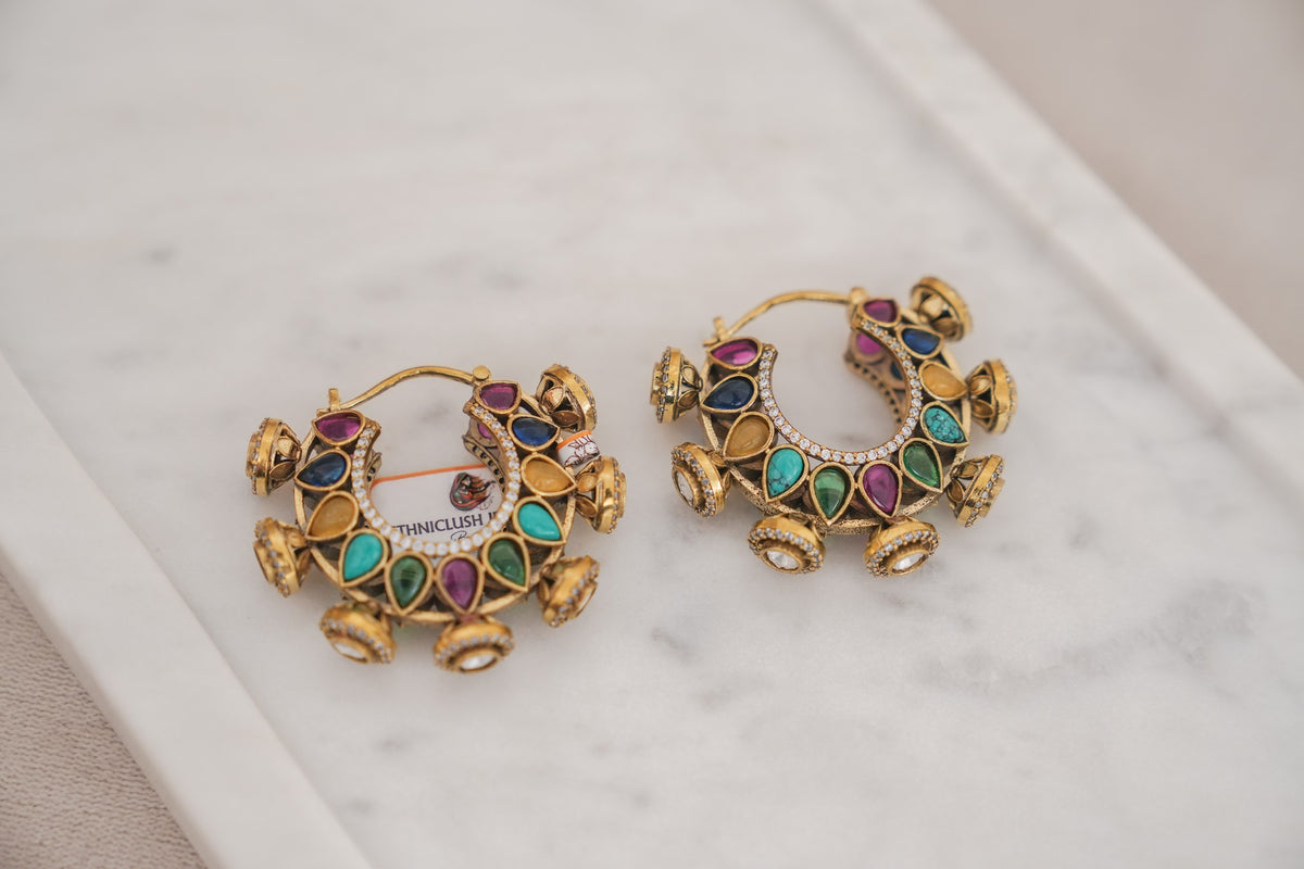Multicolour Gemstone Hoop Earrings