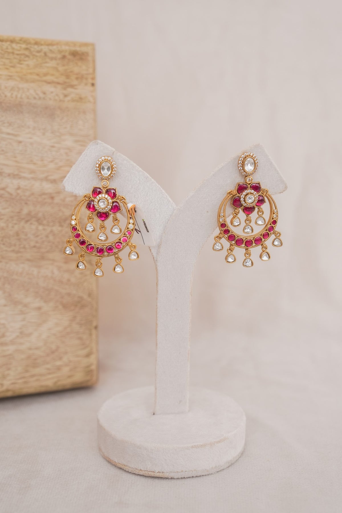 Ruby Kundan Chandbali Earrings