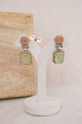 Rhodochrosite and Aventurine Kundan Drop Earrings