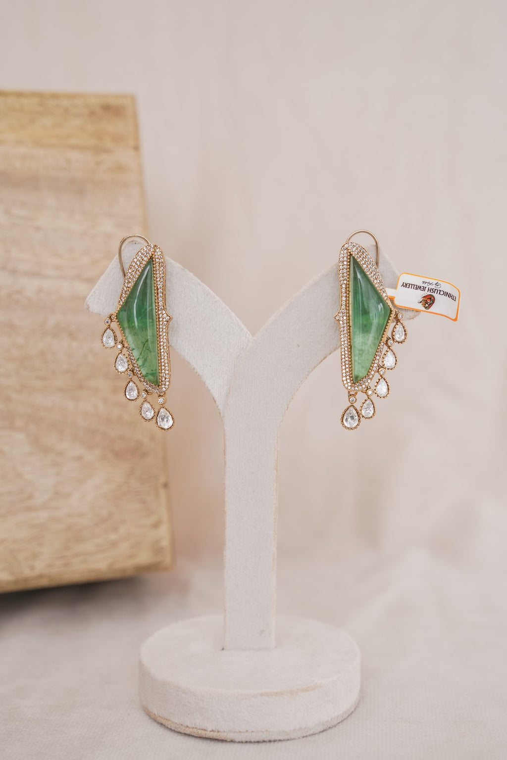 Green Fluorite Statement Drop Earrings detail