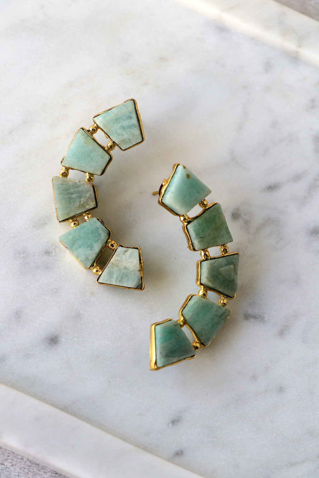 Emerald Cascade Geometric Earrings