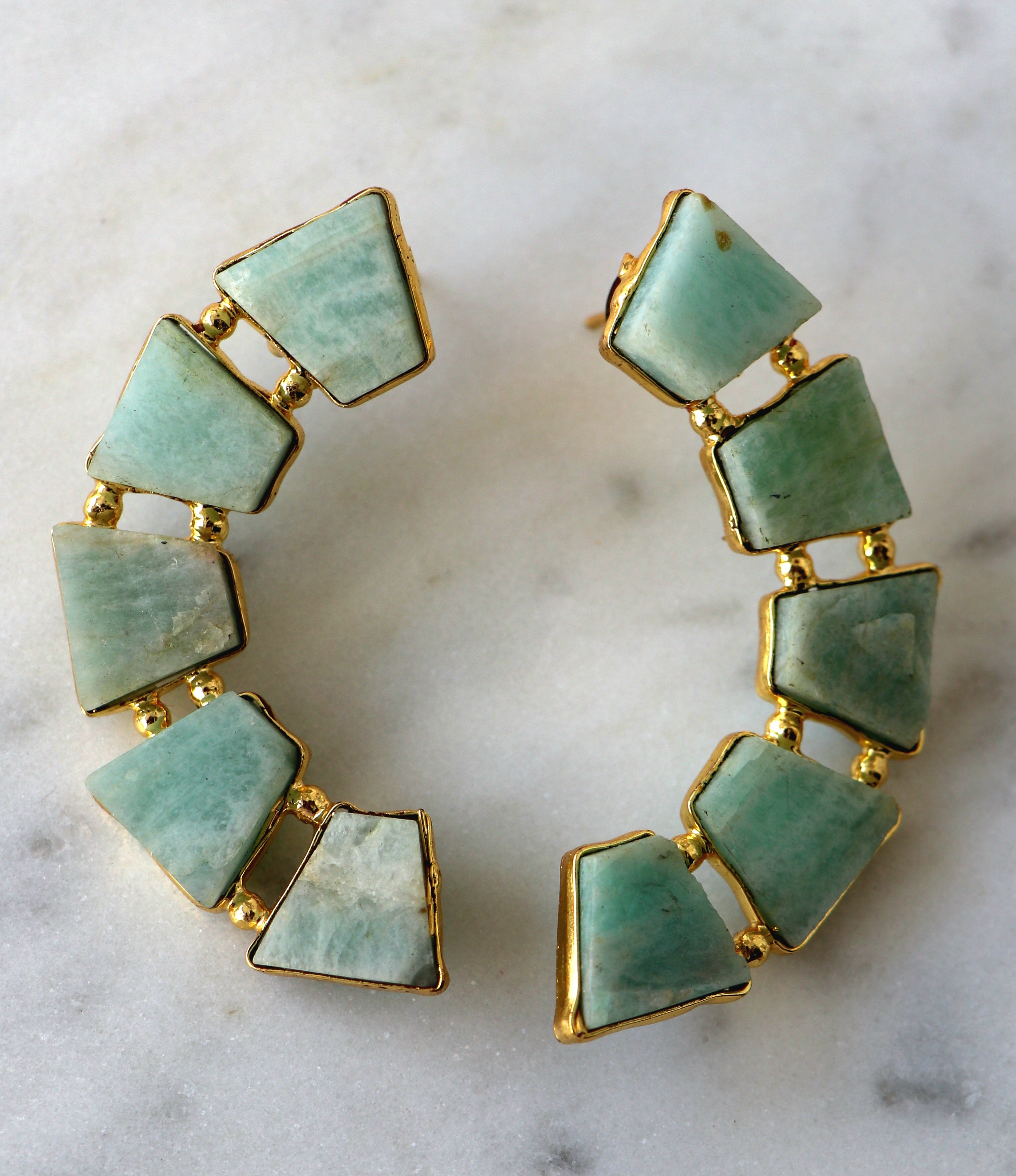 Emerald Cascade Geometric Earrings