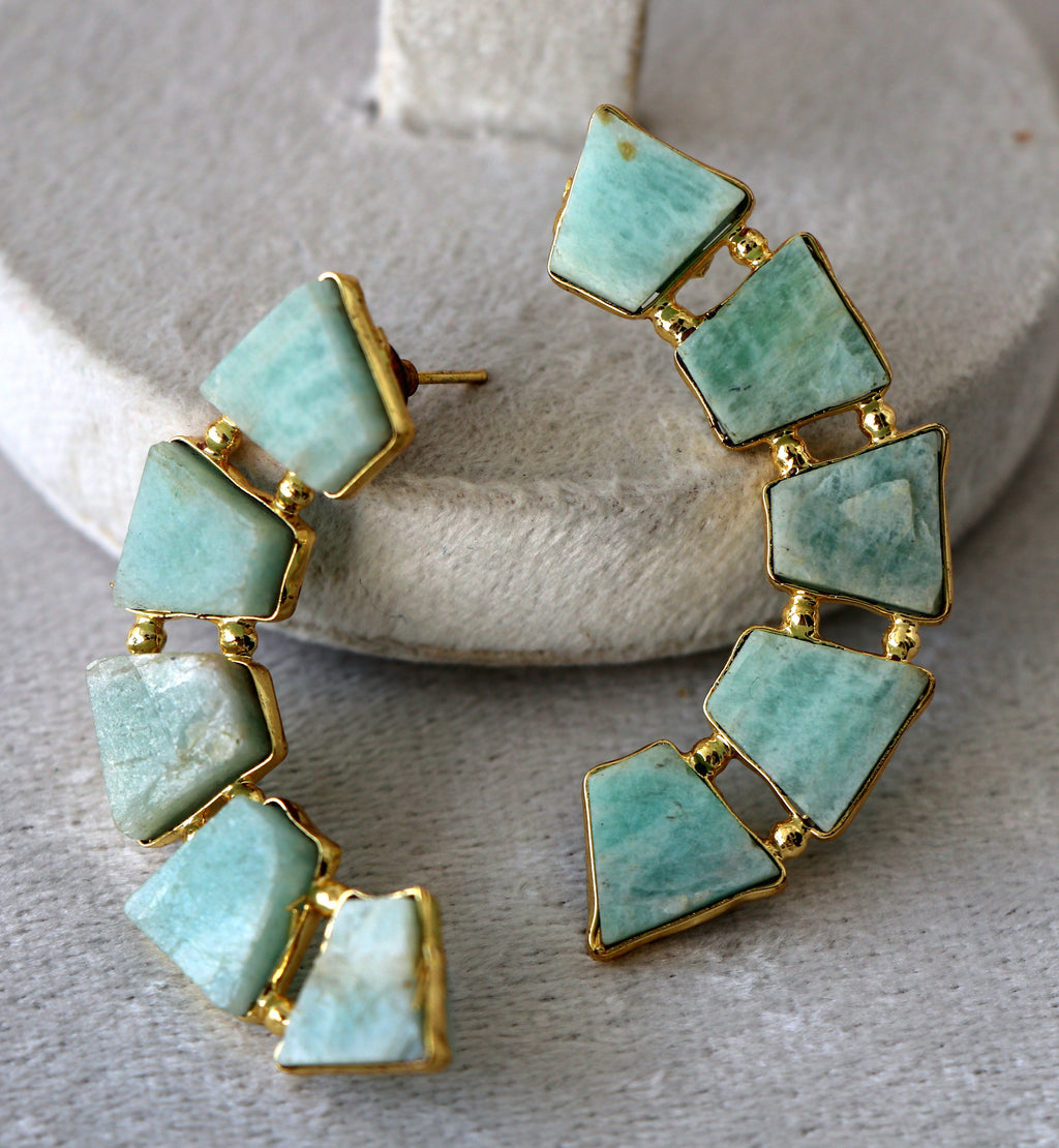 Emerald Cascade Geometric Earrings
