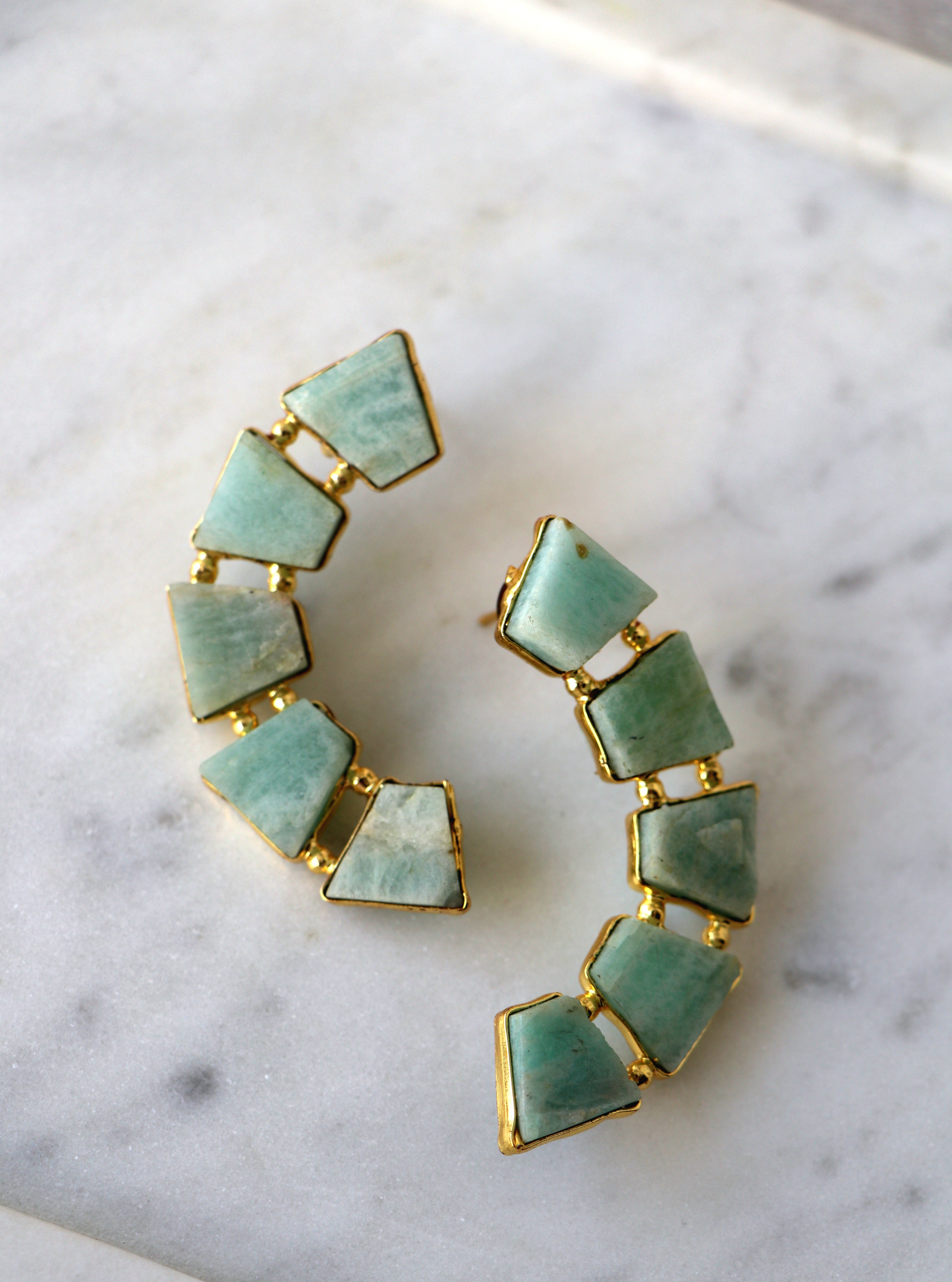 Emerald Cascade Geometric Earrings