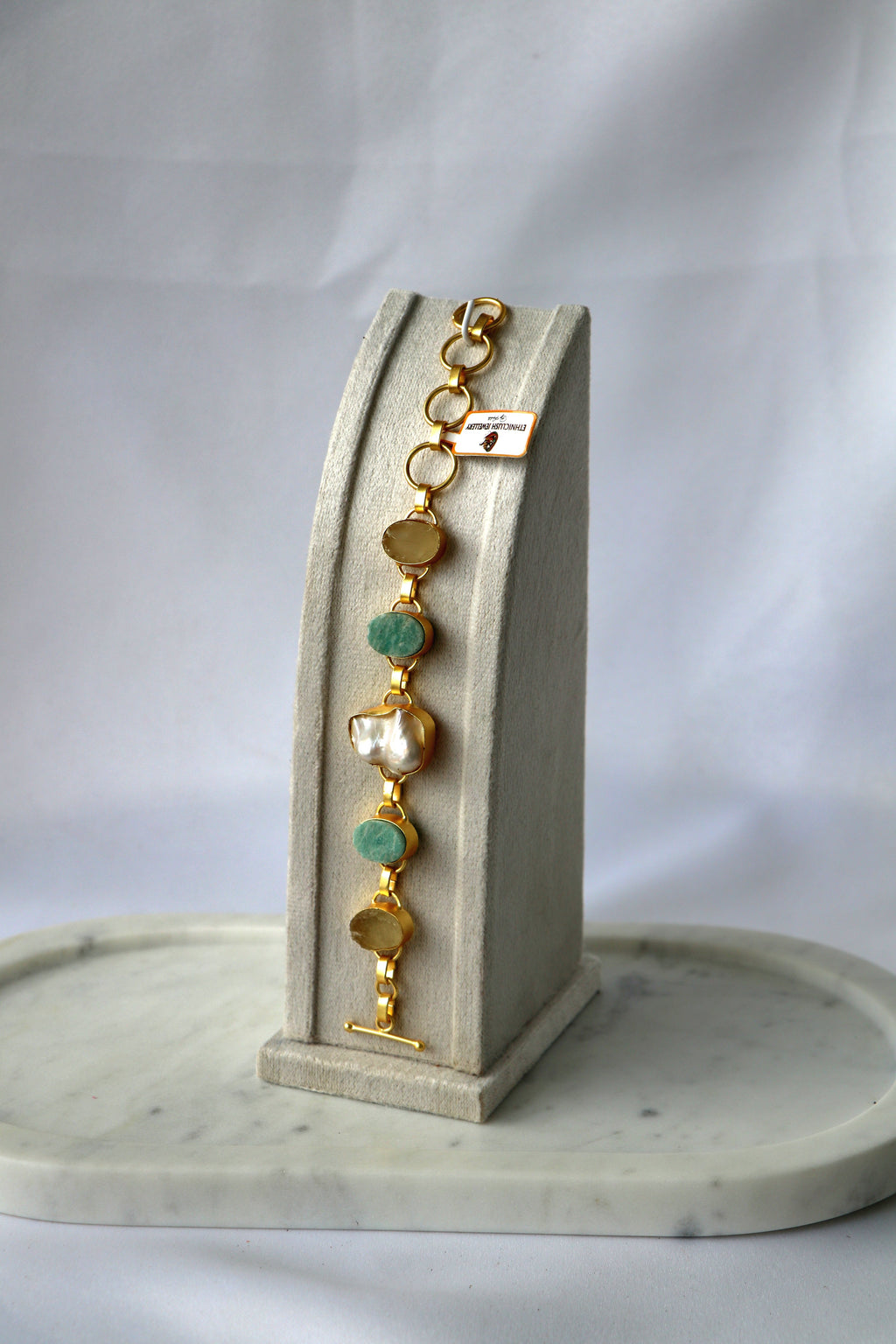 Gemstone Baroque Pearl Cascade Bracelet
