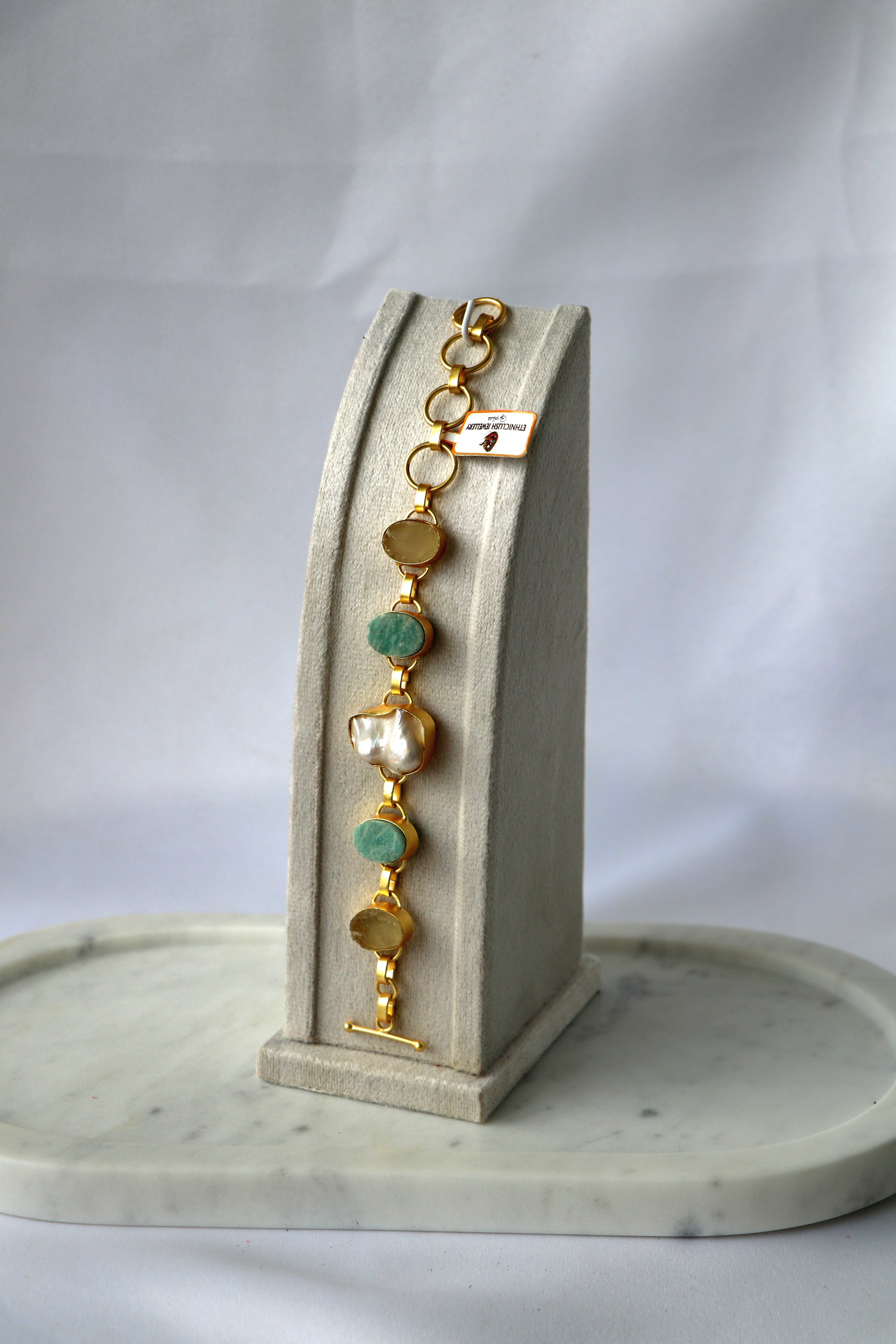 Gemstone Baroque Pearl Cascade Bracelet