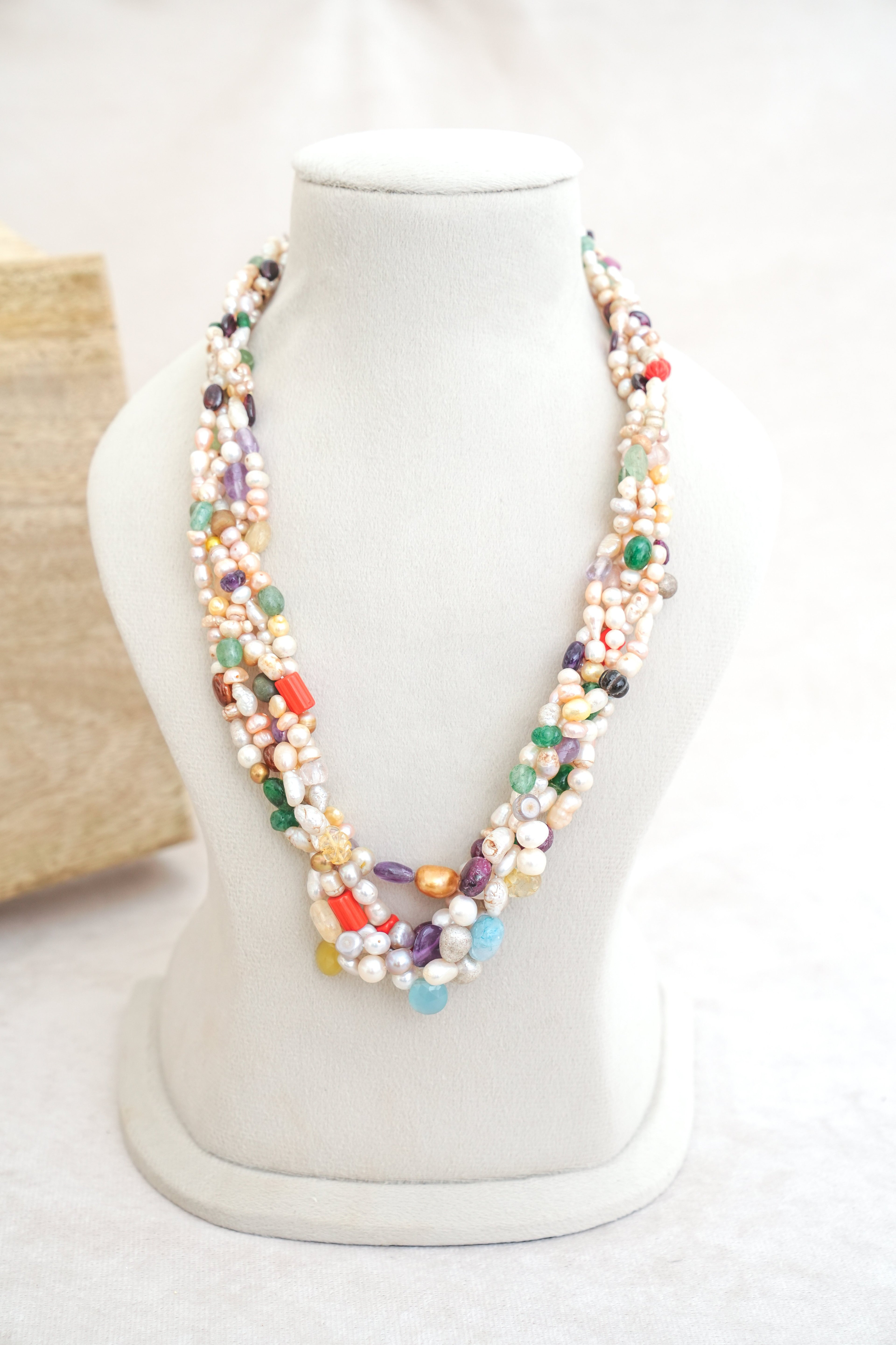 Earthly Mosaic Multi Strand Necklace
