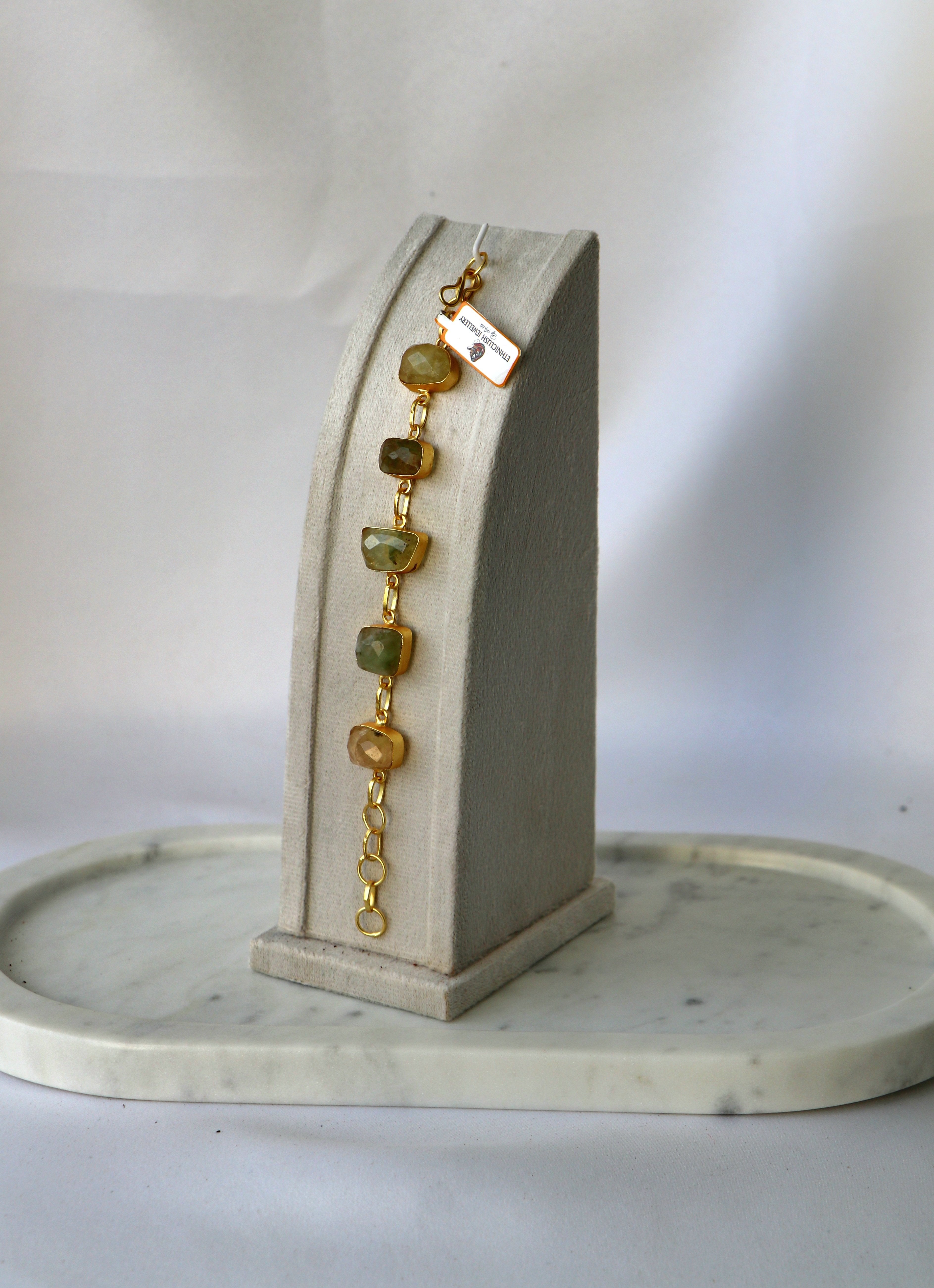 Multicolour Semi-Precious Stone Bracelet | Gold-Plated Natural Gemstone Bracelet | Handcrafted Statement Bracelet