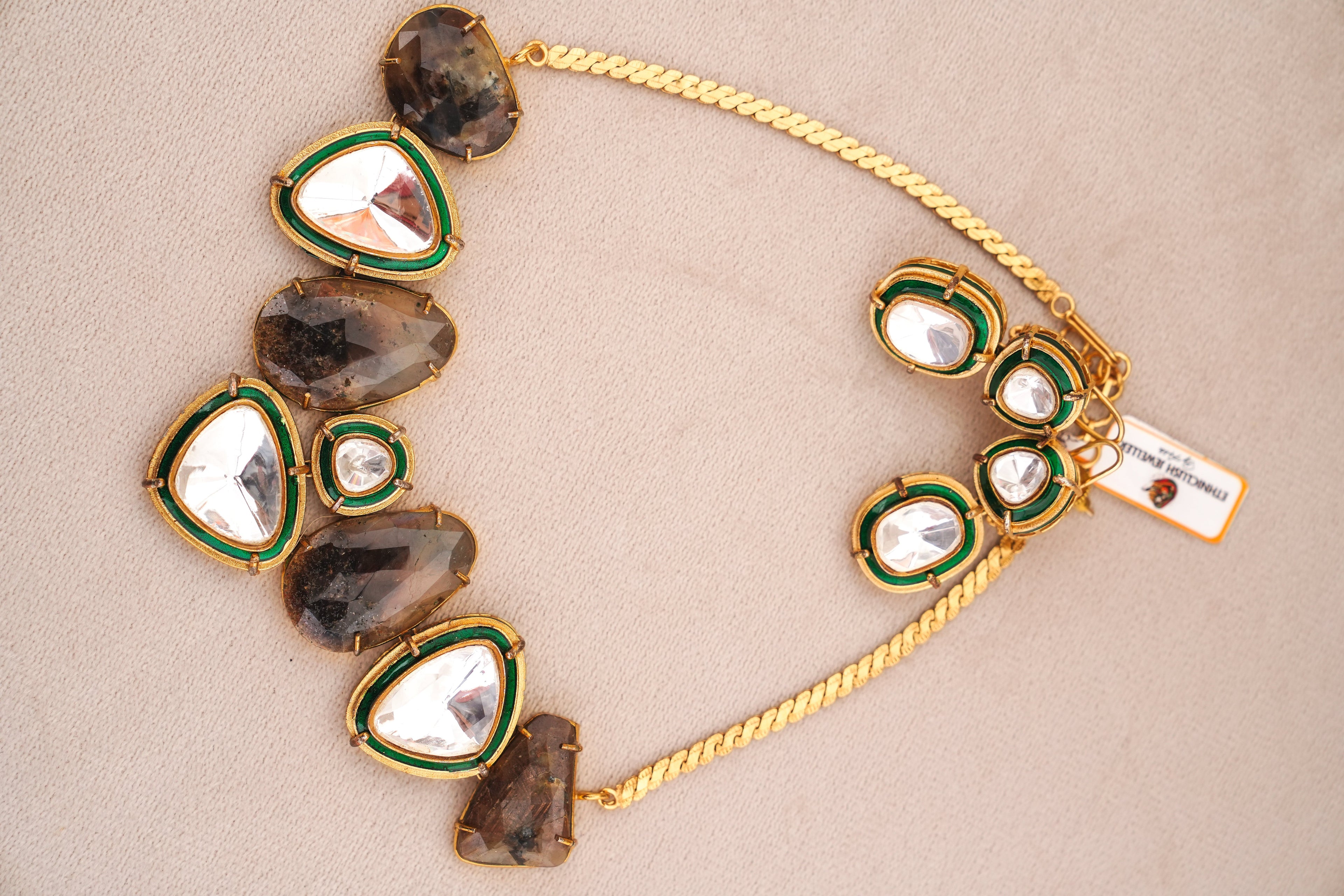 Emerald Encrusted Crystal  Smoky Set