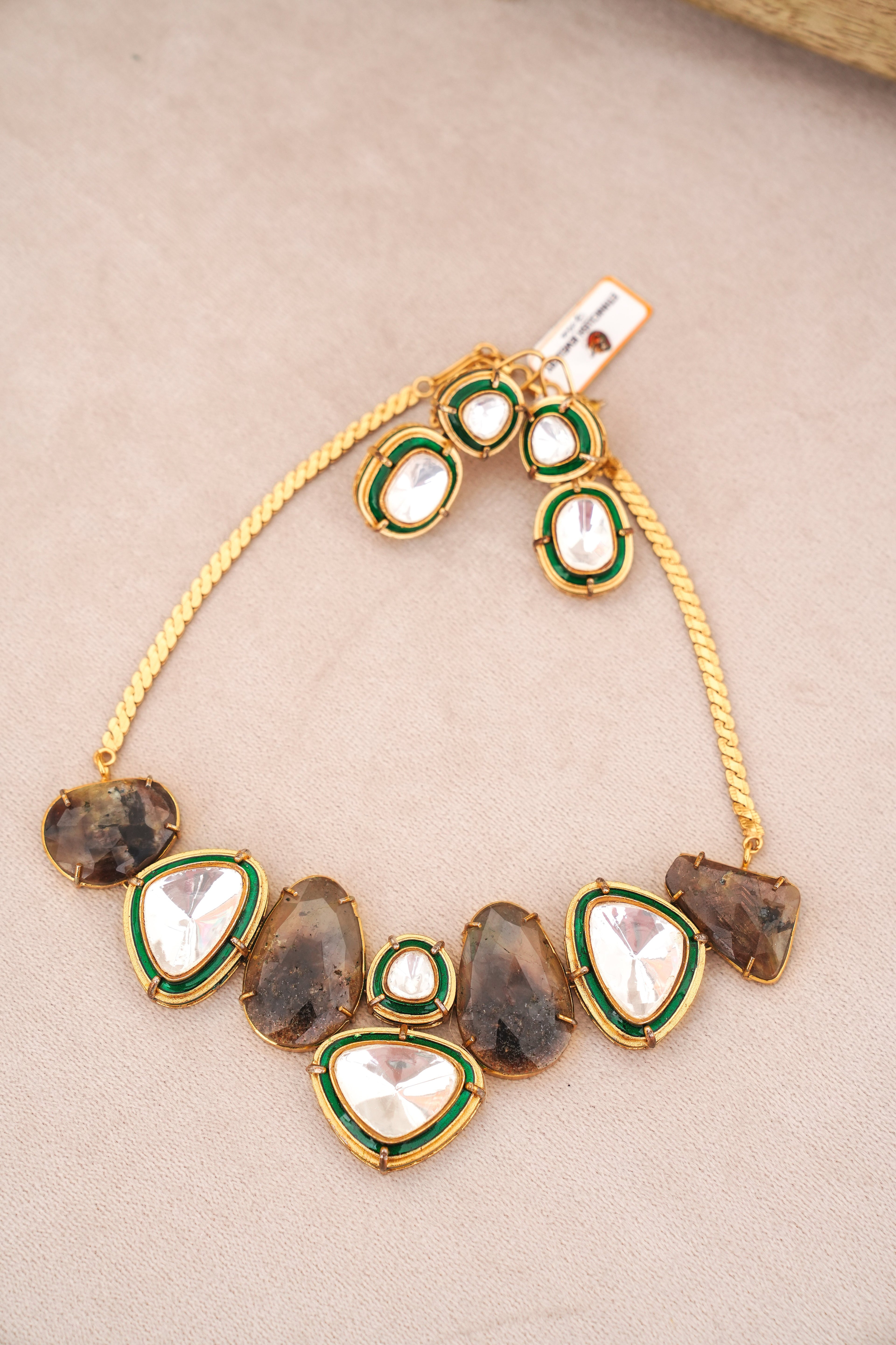 Emerald Encrusted Crystal  Smoky Set