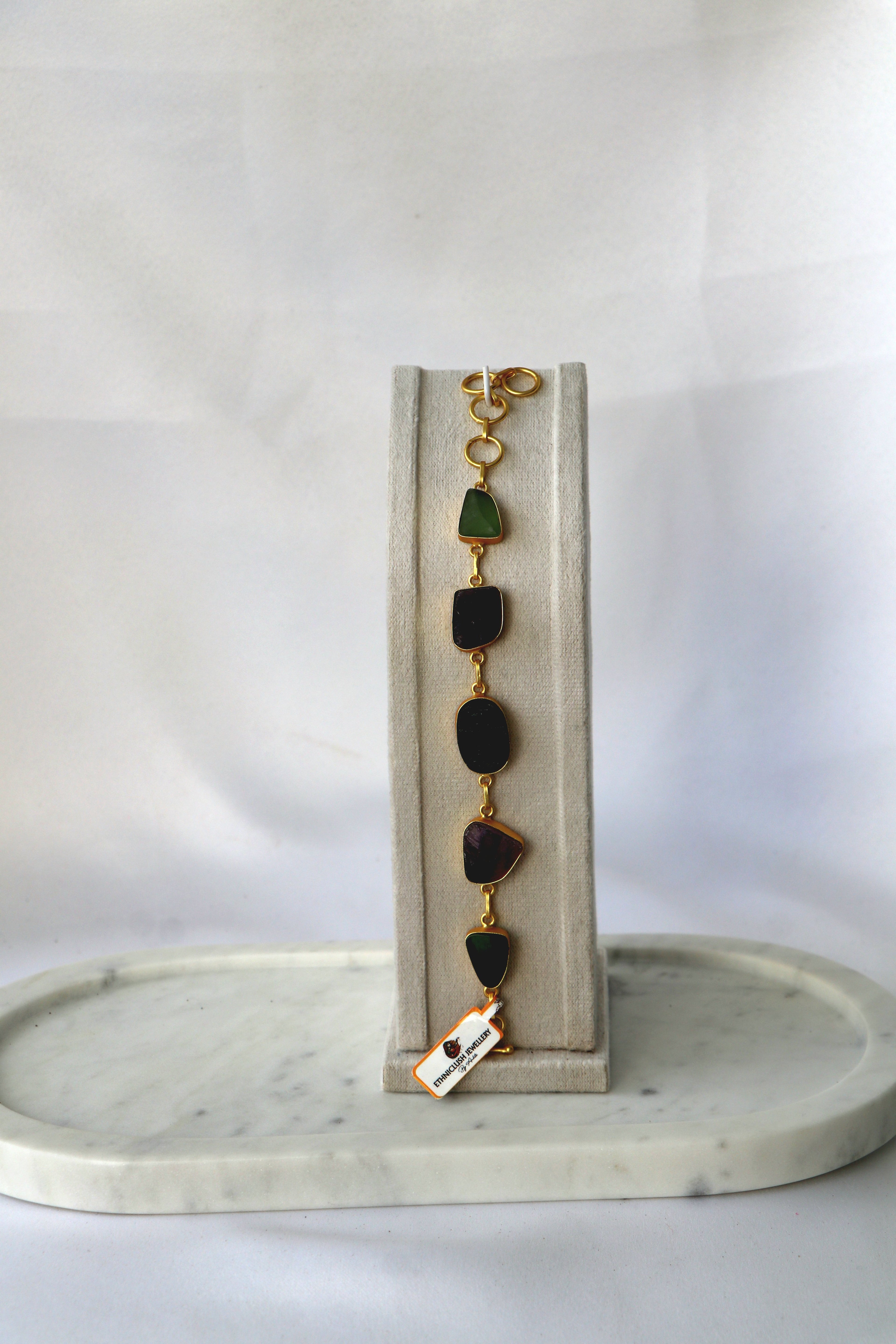 Natural Raw Gemstone Bracelet – Multi-Stone Gold Plated Bracelet |