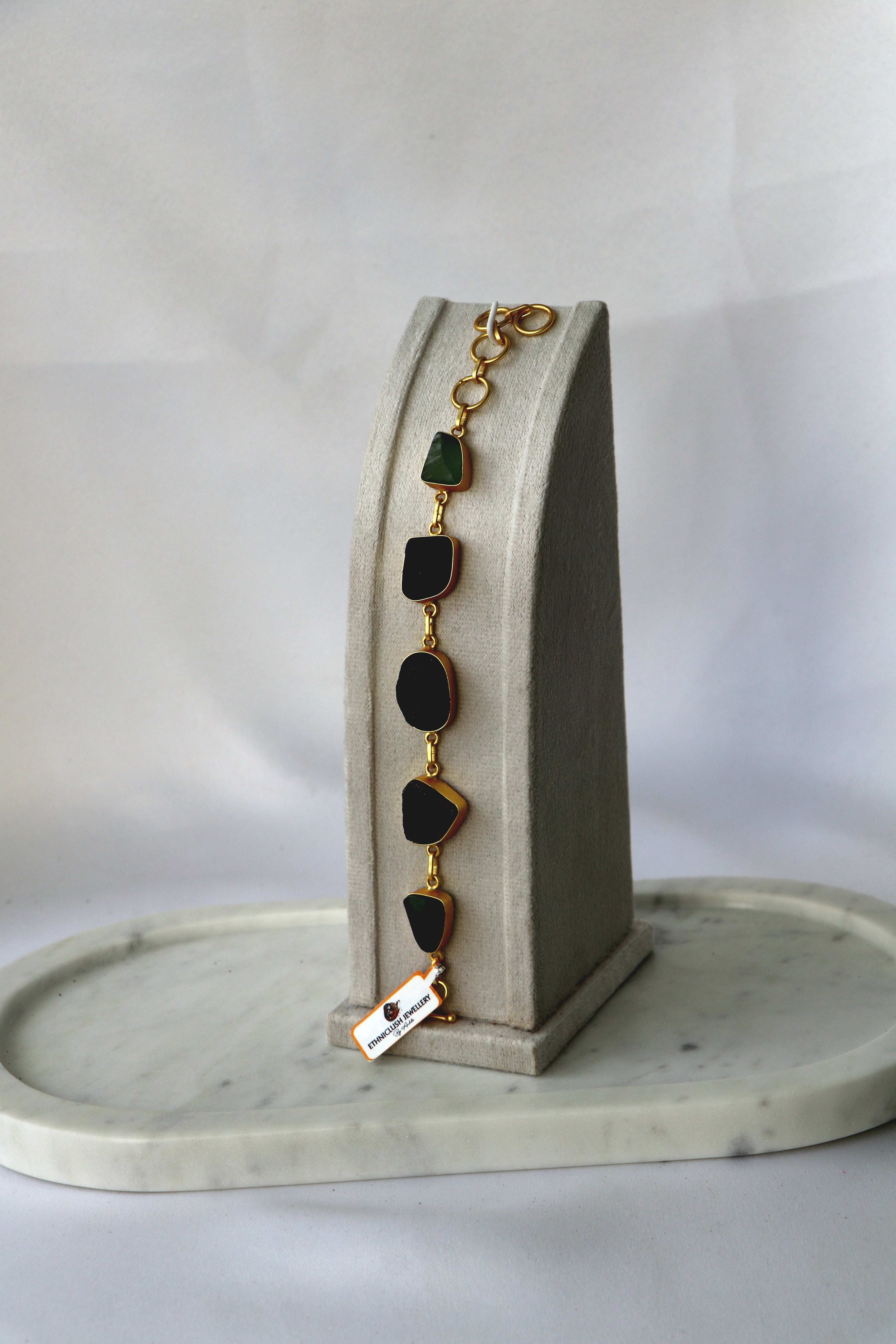 Natural Raw Gemstone Bracelet – Multi-Stone Gold Plated Bracelet |