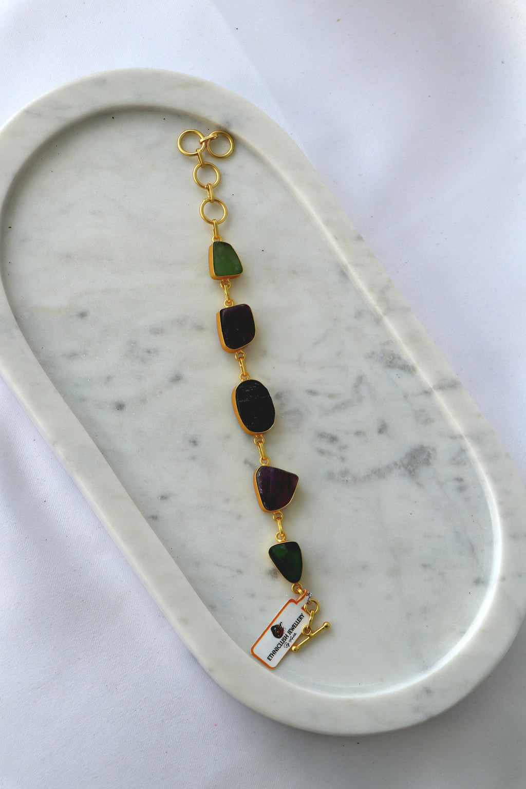 Natural Raw Gemstone Bracelet – Multi-Stone Gold Plated Bracelet |