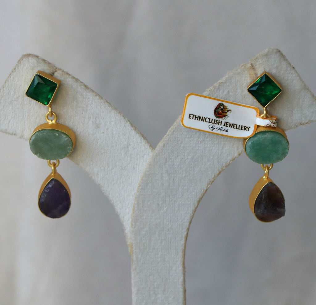 Aventurine Amethyst Cascade Earrings