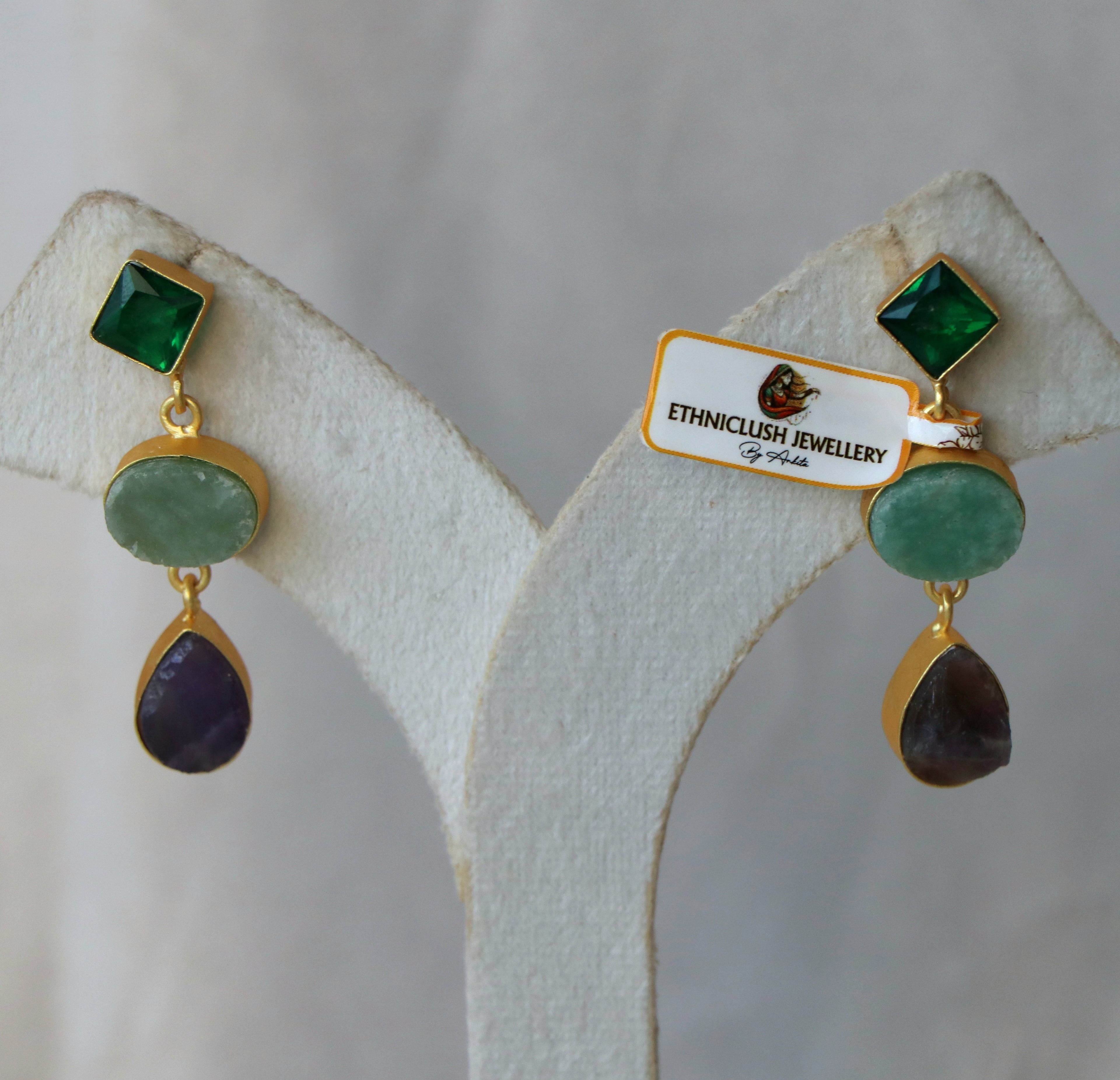 Aventurine Amethyst Cascade Earrings
