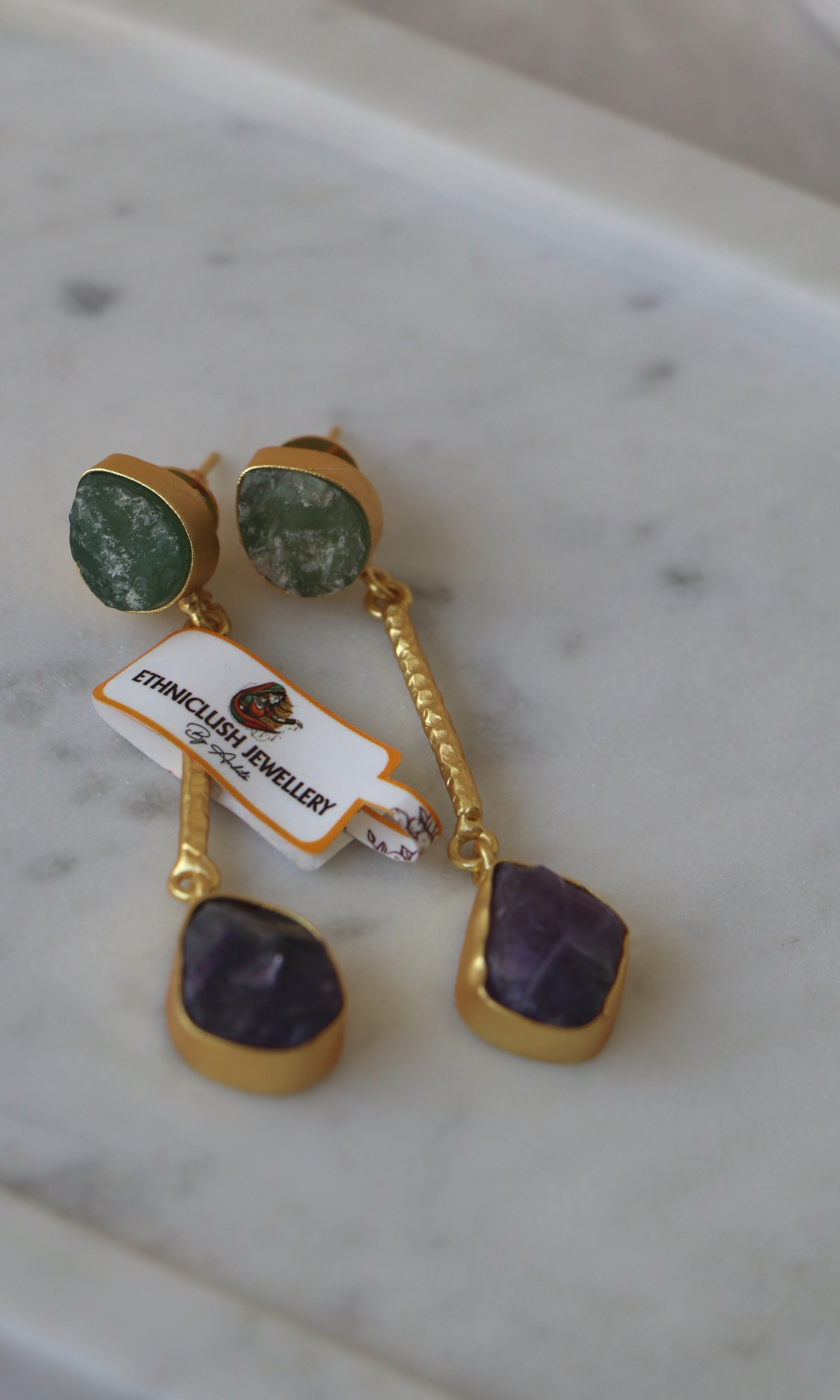 Aventurine Amethyst Cascade Earrings