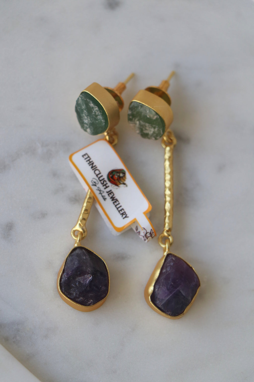 Aventurine Amethyst Cascade Earrings