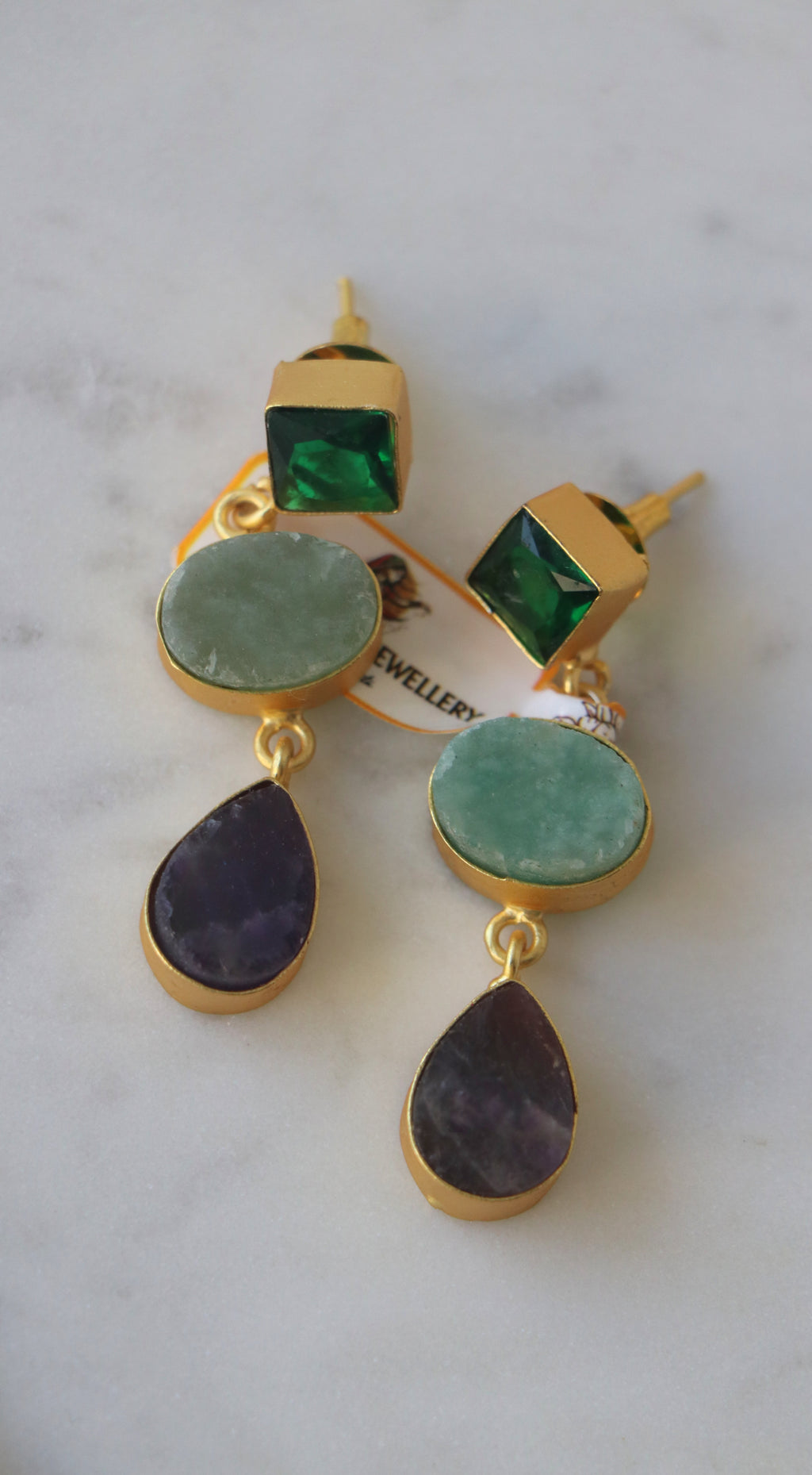 Aventurine Amethyst Cascade Earrings