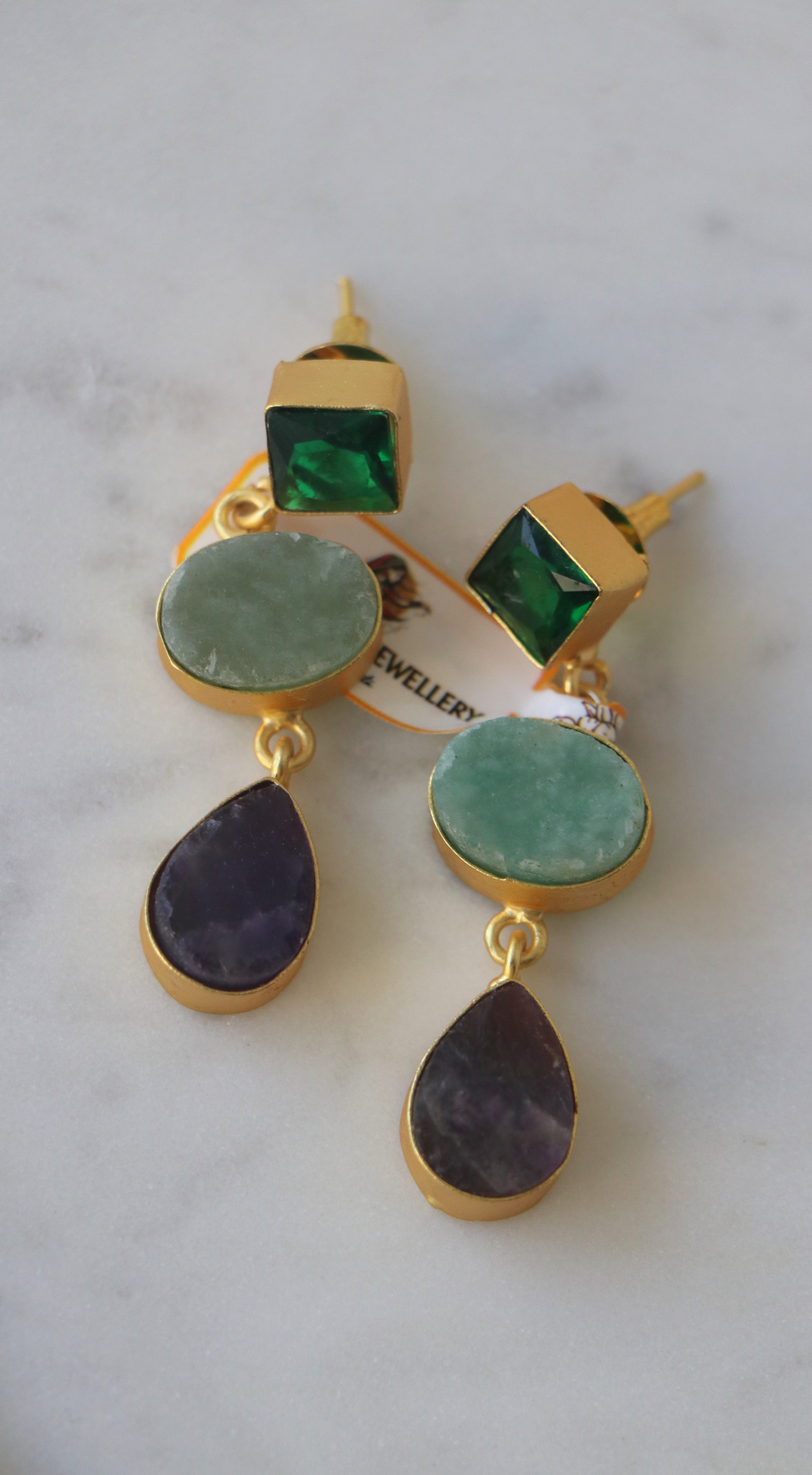 Aventurine Amethyst Cascade Earrings