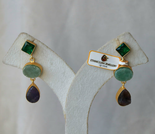 Aventurine Amethyst Cascade Earrings