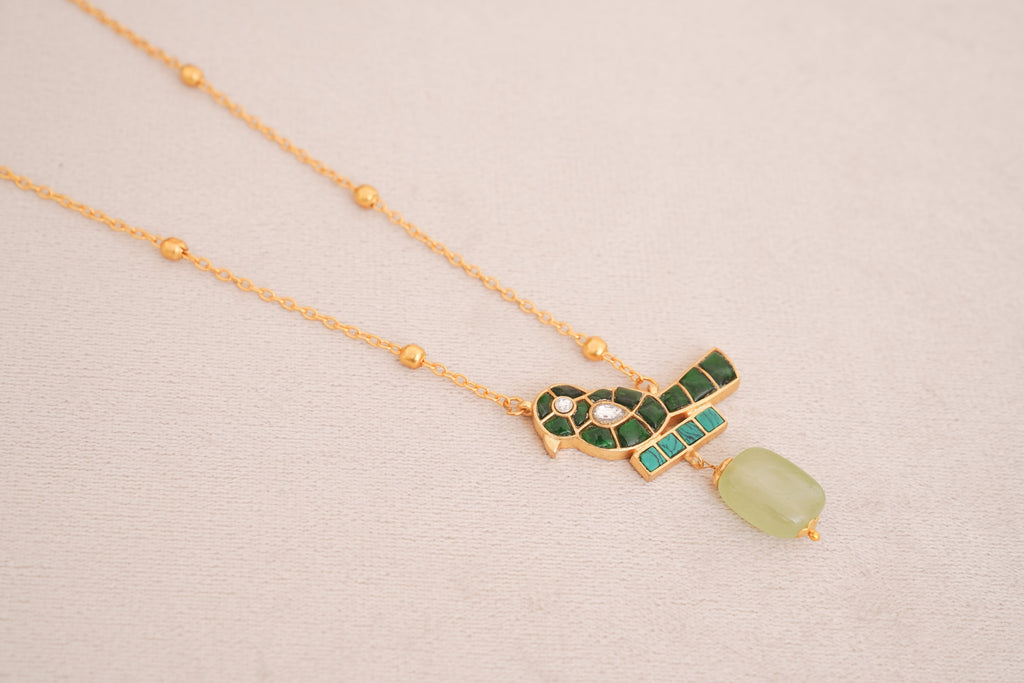 Artisanal Jadau Kundan Bird Pendant Necklace