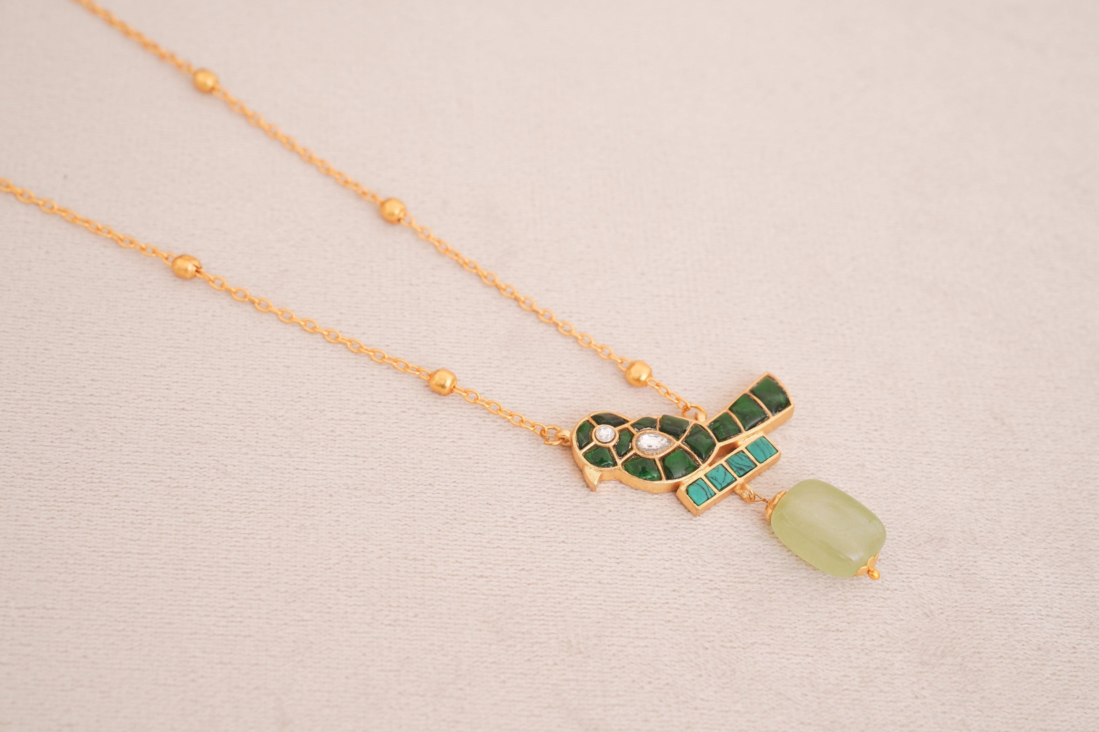 Artisanal Jadau Kundan Bird Pendant Necklace