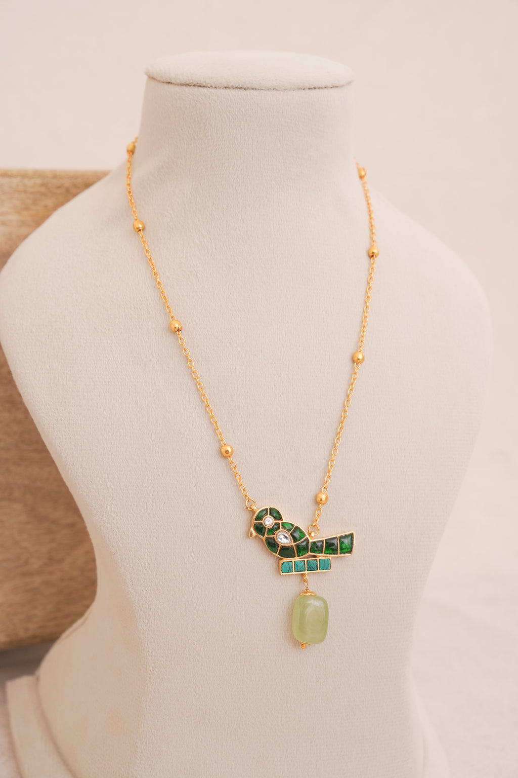 Artisanal Jadau Kundan Bird Pendant Necklace