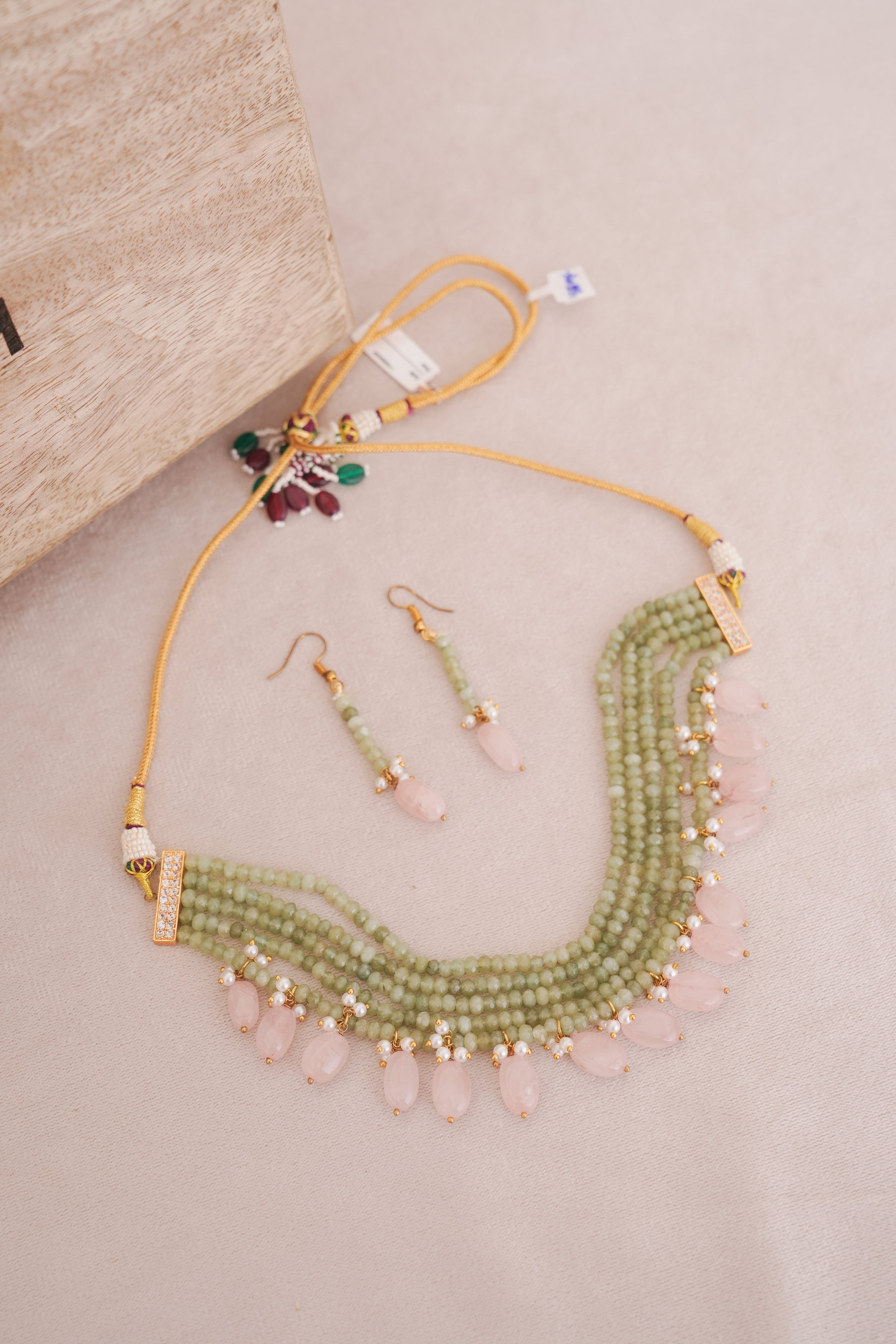 Elegant Gemstone Beaded  Multistrand Choker Set
