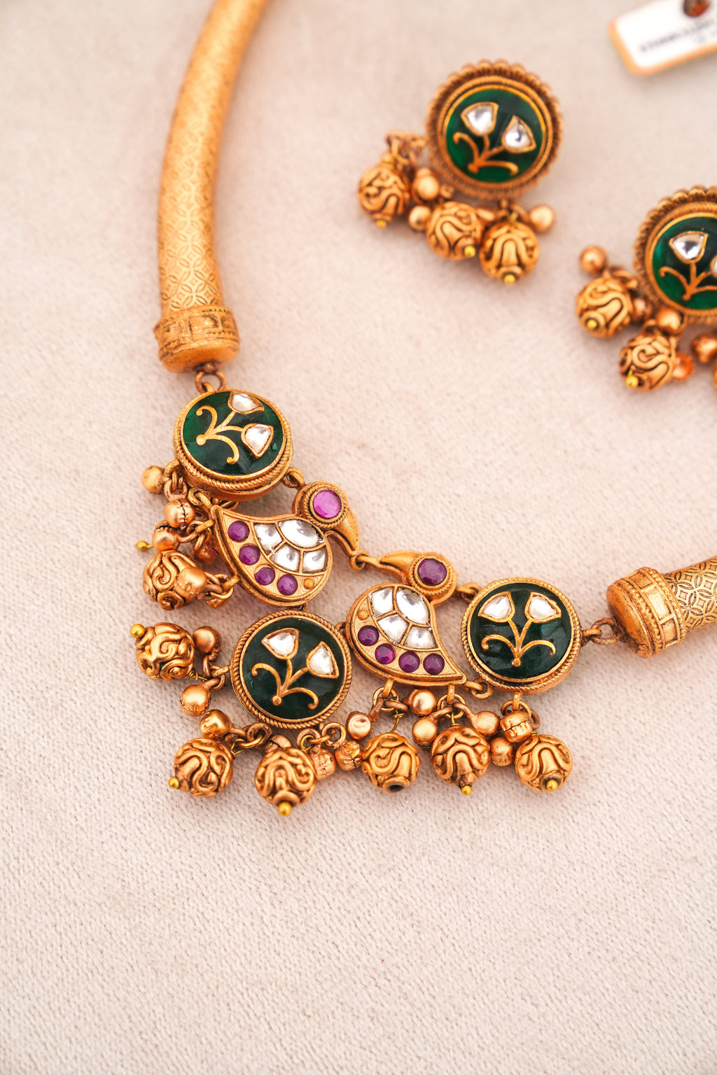 Emerald Bloom Choker  Earrings Set