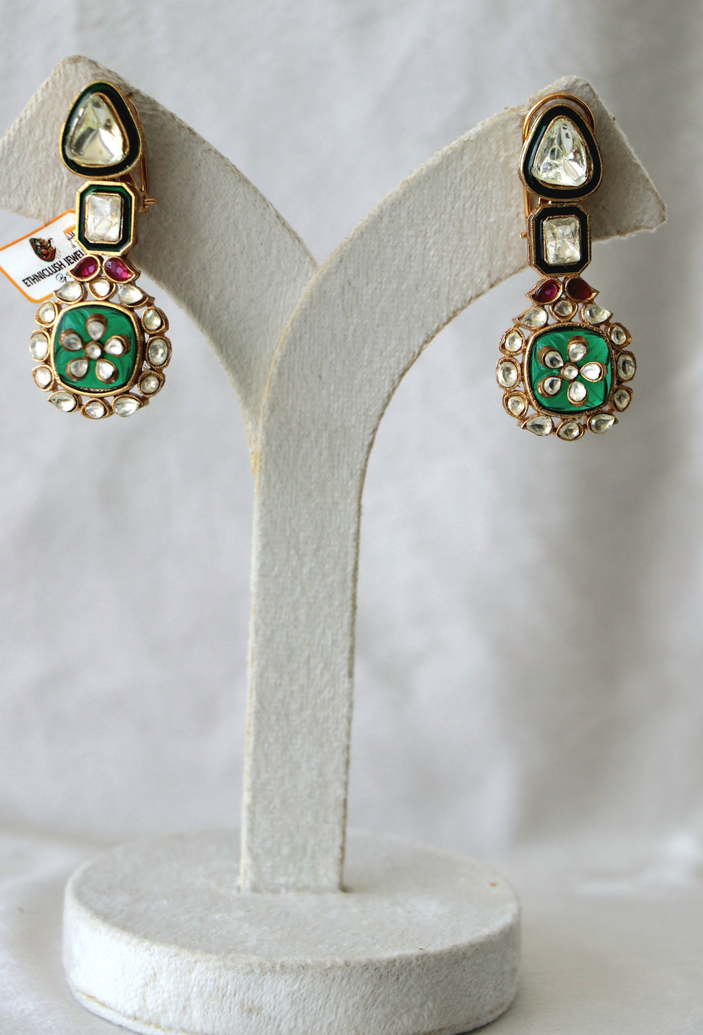 Emerald Bloom Kundan Earrings