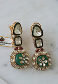 Emerald Bloom Kundan Earrings