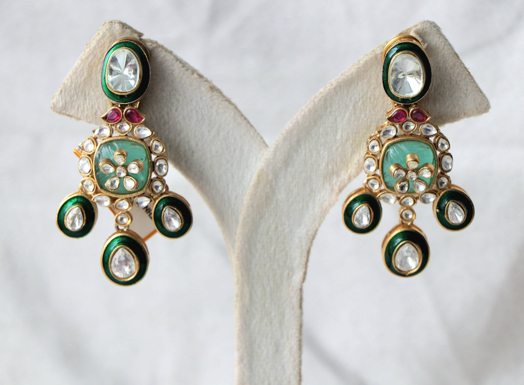 Polki Carved Stone Statement Earrings