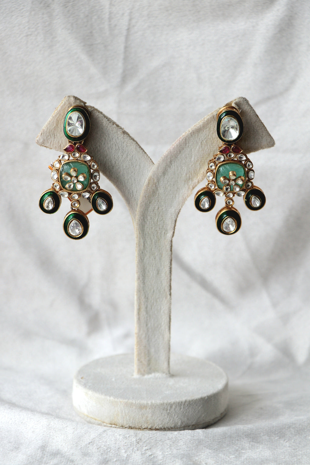 Polki Carved Stone Statement Earrings