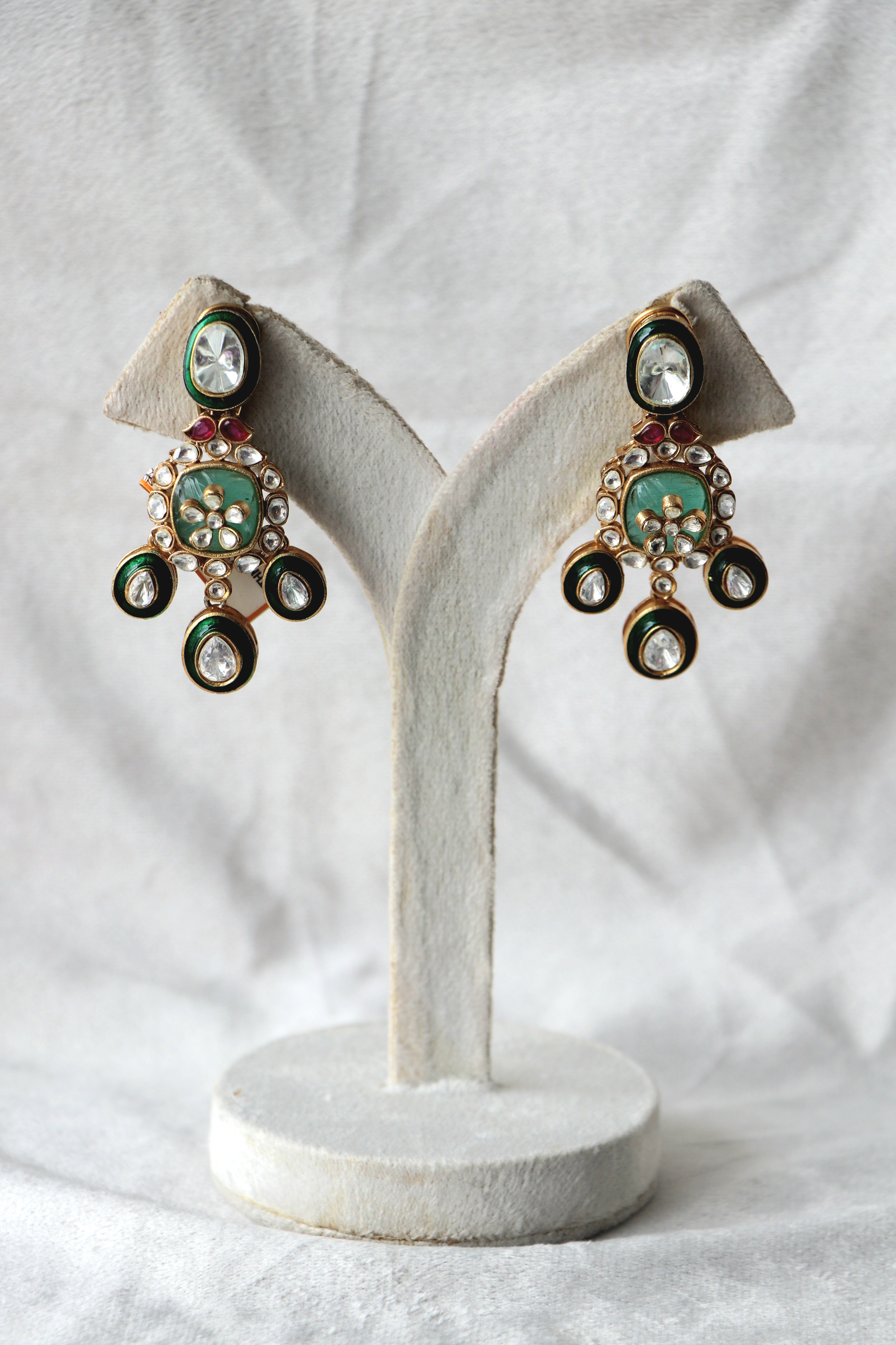 Polki Carved Stone Statement Earrings