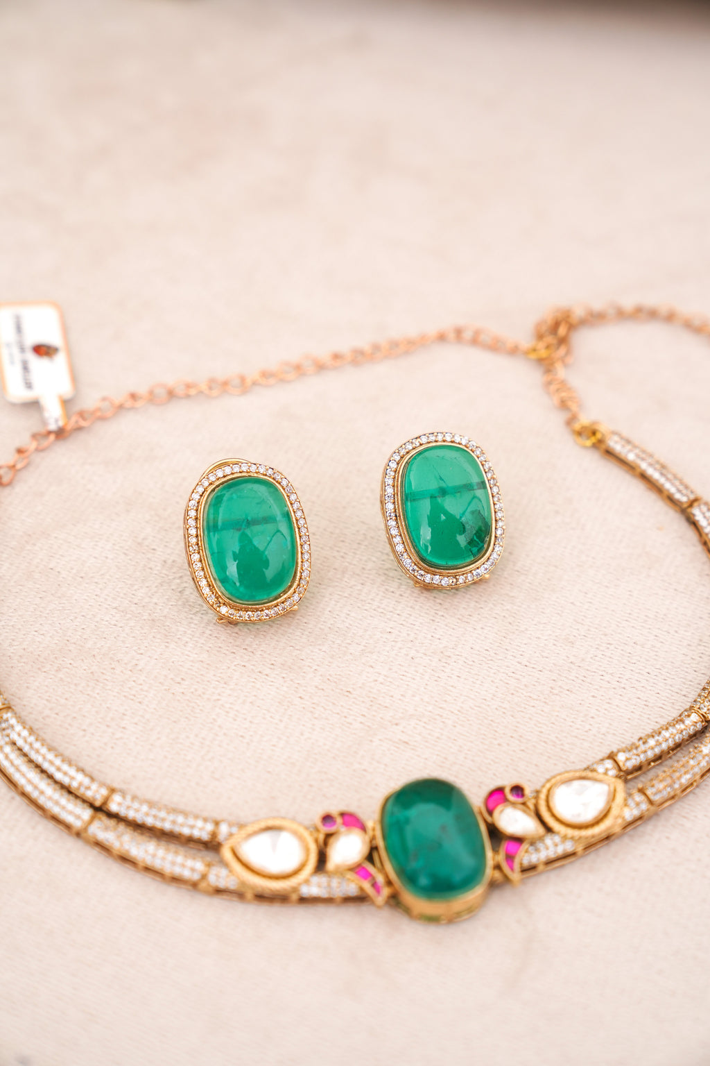 Emerald Bloom Statement Necklace Set