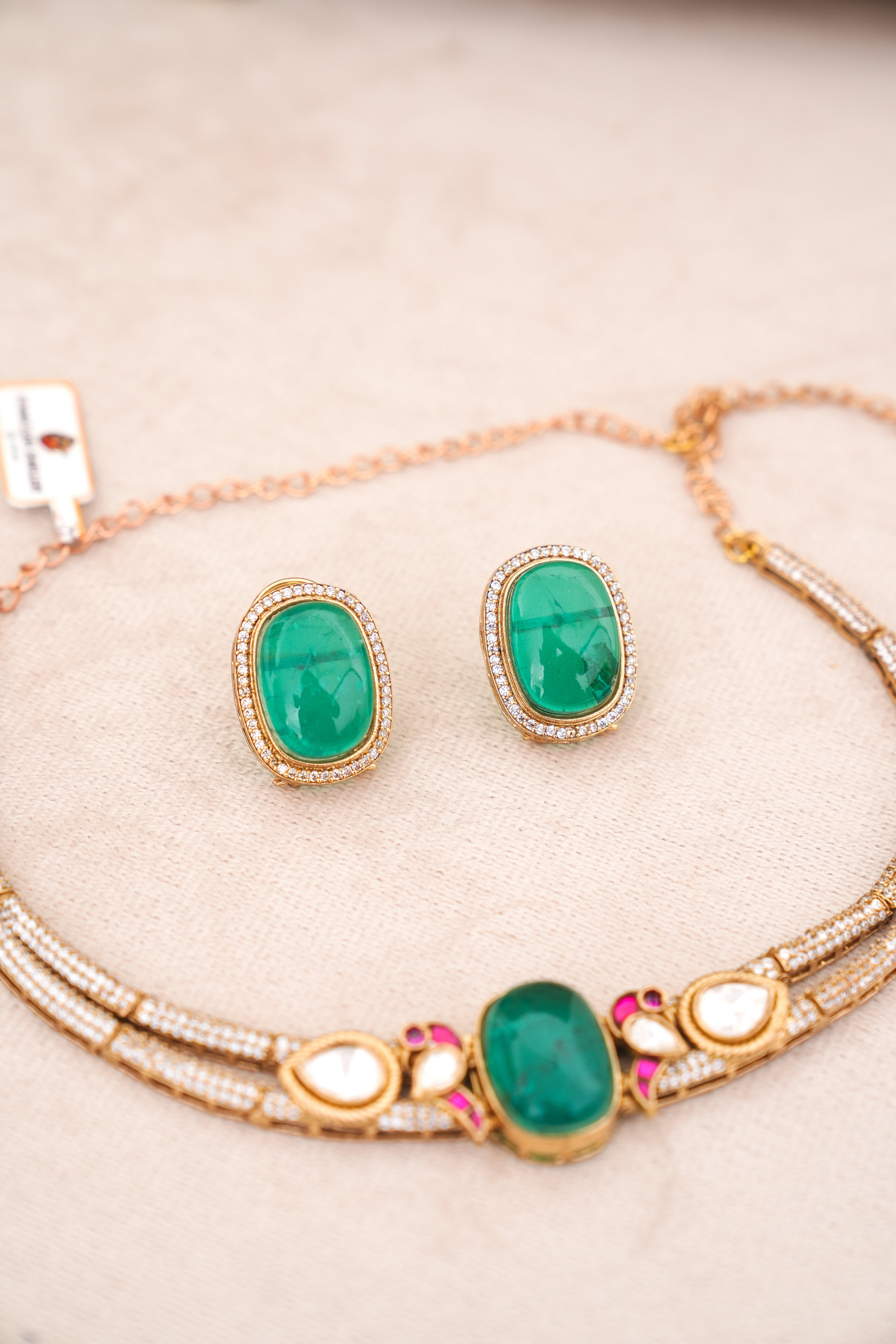 Emerald Bloom Statement Necklace Set